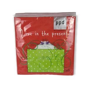 NIP Live in the present cat paper napkins 3 ply decoupage crafts hobby